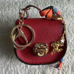 レッド系　ミニチュアバッグ型　チャーム　小物入れ　キーホルダー
