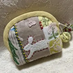 ハンドメイド★パッチワークミニポーチ　ミナペルホネンのサムネイル