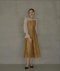 美品⭐️ANDRESD アシンメトリータックドレス 結婚式 お呼ばれ