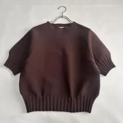 UNITED ARROWS ブラウン 半袖ニット Pイレギュラーリブニット