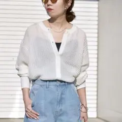 SHIPS any シアー リンクス 2WAY ニット カーディガン