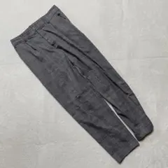 ビス チェックパンツ グレー テーパード ロング丈 ウエストゴム Lサイズ