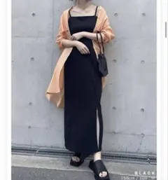 リエディ ReEdit キャミワンピース 黒 スリット