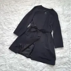 最終価格　Sens de vie ノーカラーコート　ブラック　ウエストギャザー