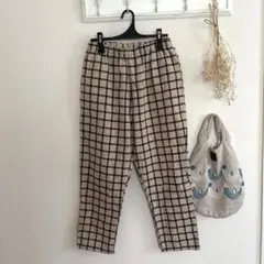 SamansaMos2 ベージュチェック柄カジュアルパンツ