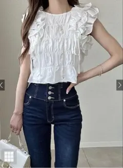 【新品】グレイル ダブルリボンフリルブラウス dk1443 オフホワイト 白