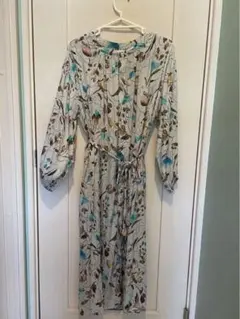 ロペピクニック　長袖・七分袖　ワンピース 花柄　水色　ボタニカル　38 （M）
