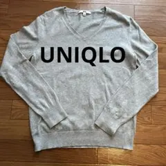 UNIQLO コットンカシミヤVネックセーター 長袖 グレー ユニクロ