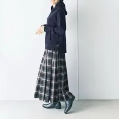 Sunny clouds ピンクをきかせたチェックのスカート ロング フレア L