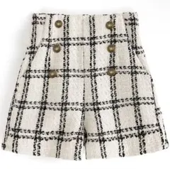 GRL ハイウエストツイードショートパンツ【mei36】 アイボリー Sサイズ