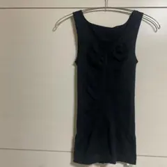 ユニクロ タンクトップ Ｖネック 無地 L-XL 黒 ナイロン インナー