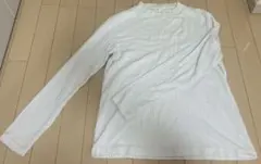 ユニクロ　UNIQLO ホワイト リブ 長袖カットソー ハイネック