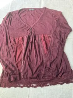 レディース チュニック 長袖 美品 ワインレッド M