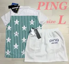新品PING ピン バイアスロゴスカート モックネックシャツ S