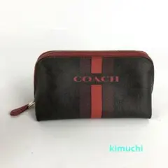 COACH コーチ ポーチ 小物入れ ブラウン レッド レディース ブランド