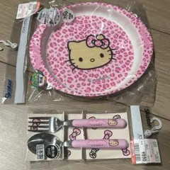 日焼けキティ プレート スプーン フォーク ピンク レオパード　しまむらのサムネイル