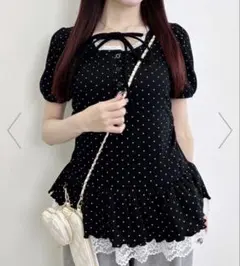 INGNI ヘンリーネックペプラムリブトップス Mのサムネイル