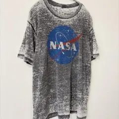 【NASA】古着 ビッグロゴ バーンアウト Tシャツ チャコール XL（相当）