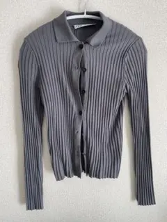 ZARA グレー リブ編み カーディガン EUR S