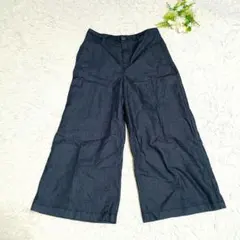 ZARA/ザラ/ワイドパンツ/М/ダークネイビー/コットンブレンド
