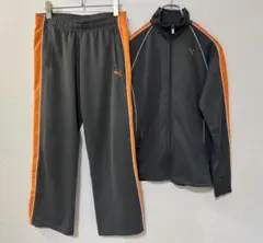PUMA プーマ Lサイズ ジャージ ダークグレー　オレンジ 上下 セットアップ