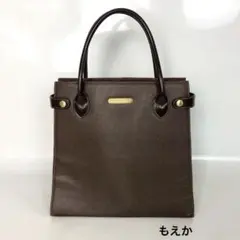 BURBERRY バーバリー ノバチェック レザー ハンドバッグ ブラウン