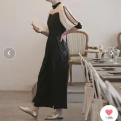 完売品 BONLECILL パンツドレス 結婚式 美品 シアー袖 オールインワン