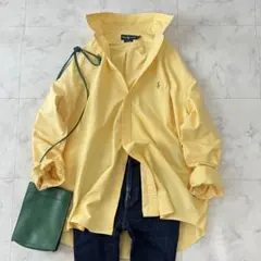 美品 ラルフローレン BLAKE ボタンダウンシャツ イエロー ポニー刺繍 XL