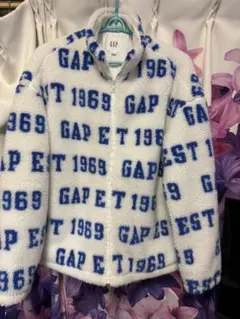 GAP ギャップ GAPロゴ ボアジャケット L ホワイト/ブルー