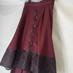 axesfemme バーガンディ フレアスカート レーストリム フィッシュテール