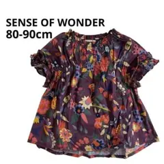 ❤️美品❤️SENSE OF WONDER 【80-90】紫花柄フリル袖シャツ