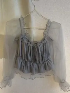 Heather グレー シフォンブラウス F