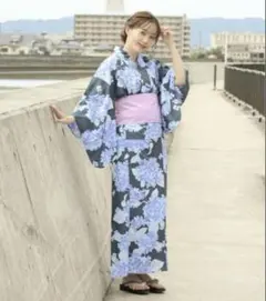 浴衣　ネイビー　紫陽花　キッズ　レディース　セパレート　teraさん