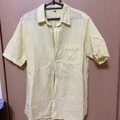 イエロー 半袖シャツ ボタン付き