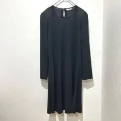 【美品】PINORE(M)ブラック 長袖ワンピース　シフォン素材 透け感 フレアのサムネイル