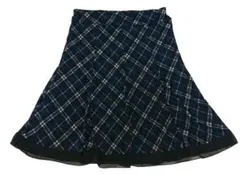 ネイビー アーガイルチェック フ レアスカート L 秋冬 上品
