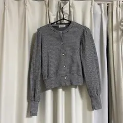 Awesome カーディガン ボタン 長袖 カットソー チェック ショート丈
