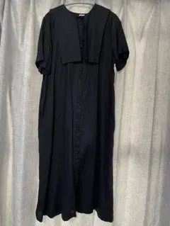 bulle de savon ブラック 半袖ロングシャツワンピース F