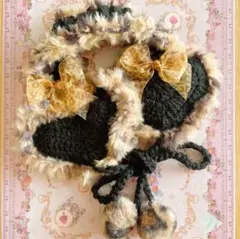 イヤーマフ 耳あて ハート ヒョウ柄 編み物 ファー ハンドメイド ♡♡♡♡♡♡