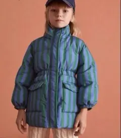 新品未使用！キッズ 中綿ジャケット ストライプ柄 パープル グリーン アウター