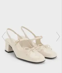 ボウクリスタルパール スリングバックメリージェーンパンプス