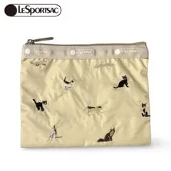 ✨新品 LeSportsac レスポートサック 猫柄 刺繍 ポーチ ベージュ