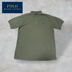 【POLO RALPH LAUREN】ポロシャツオリーブグリーンXL刺繍ロゴ