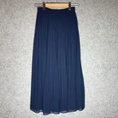 UNIQLO（S）ハイウエストシフォンプリーツスカート☘️ネイビー/ウエストゴム