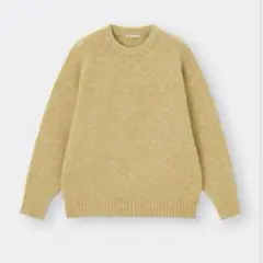 GU ブラッシーニットクルーネックセーター S イエロー　メンズ