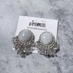 No.839 ハンドメイド　ビーズ刺繍　つぶつぶ　チェーン　ピアス　イヤリング