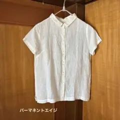 美品 QR⭐️ポロラルフローレン リネン100% 白 L〜XLサイズ相当 半袖