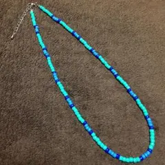 ターコイズ ブルー ビーズネックレス 45cm−50cm 4mmビーズ