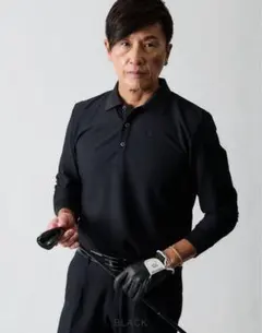 美品1piu1uguale3GOLF×戸賀敬城シンプル長袖ポロシャツ/ブラック4