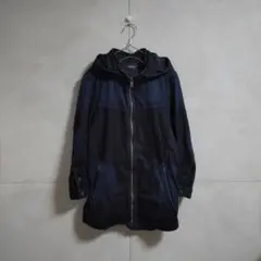 ストレッチパーカーブルゾン ネイビー デニムライク ユニセックス ムラ染め風